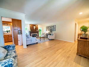 Living room featuring a wealth of natural light, light hardwood / wood-style floors