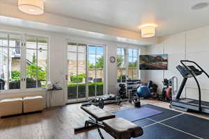 Lower Level workout room overlooking courtyard