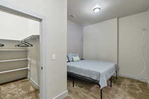 Bedroom with carpet floors