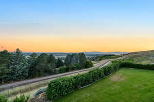 View of aerial view at dusk