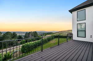 View of deck at dusk