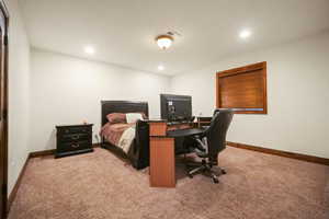 Bedroom with carpet