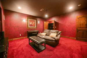 View of carpeted home theater