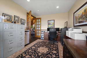 Office area with wood-type flooring