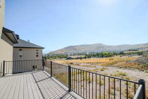 Wooden deck with a mountain view