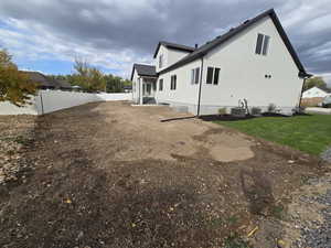 View of home's exterior featuring central air condition unit