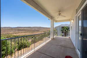 Balcony with ceiling fan