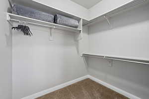 Spacious closet with carpet floors