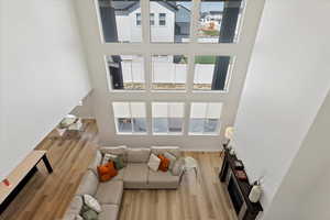 View looking down over living room from 2nd level