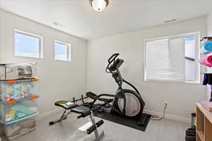 Bedroom used as a workout room