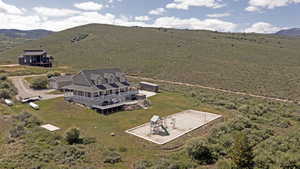 Drone / aerial view with a mountain view