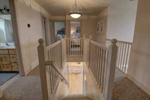 Interior space featuring carpet and sink