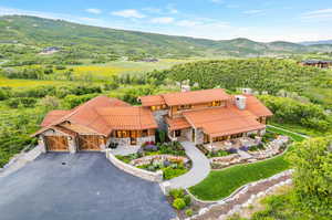 Aerial view featuring a mountain view