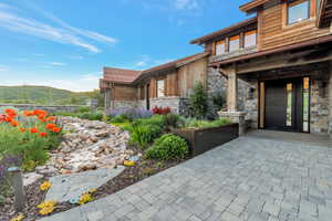 View of patio / terrace with a mountain view