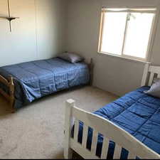 Bedroom with carpet flooring