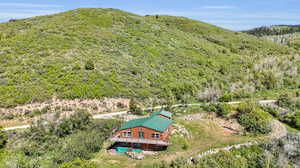 Aerial view with a mountain view