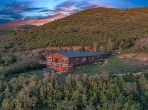 View of aerial view at dusk