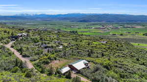 Aerial view featuring a mountain view