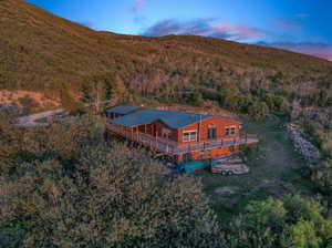 View of aerial view at dusk