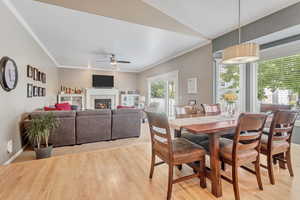 Casual kitchen space open to family room.