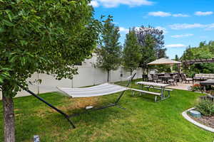 View of yard with a patio