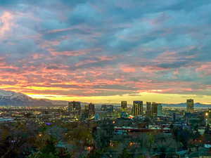 Sunset views of the Great Salt Lake & Downtown SLC from the living room window