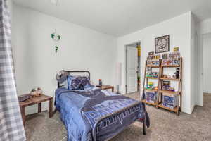 Bedroom featuring carpet floors