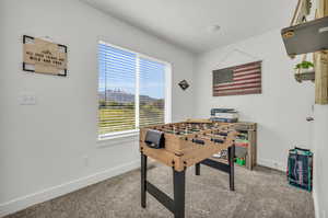 Game room featuring a wealth of natural light and carpet