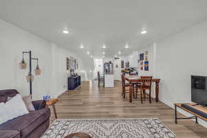 Living room featuring light hardwood / wood-style flooring