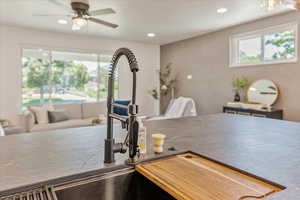 Dining room with ceiling fan