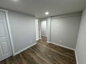 Interior space featuring dark hardwood / wood-style floors