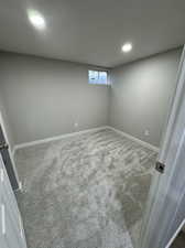 Basement with carpet floors