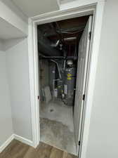 Basement featuring water heater