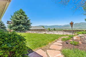 View of yard featuring a mountain view