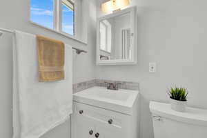 Bathroom with toilet and vanity