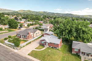 Aerial view featuring a mountain view