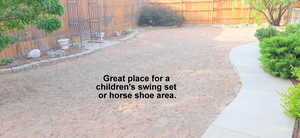 Fully fenced yard, great place for your children and pet to play or a game of horseshoes.