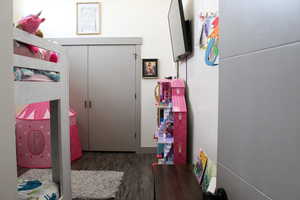 Interior space with dark wood-type flooring