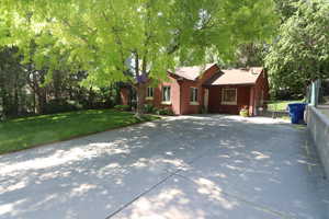 Ranch-style home featuring a front lawn