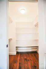 Spacious closet with hardwood / wood-style flooring