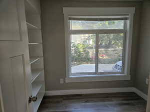 Interior space featuring dark hardwood / wood-style floors