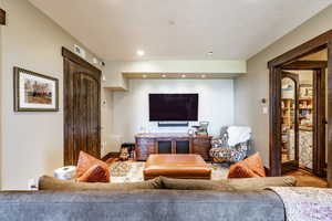 Living room featuring hardwood / wood-style floors