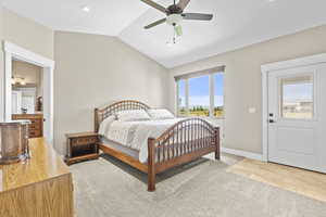 Master bedroom on main with door to covered patio