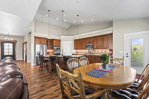 Kitchen with vaulted ceilings