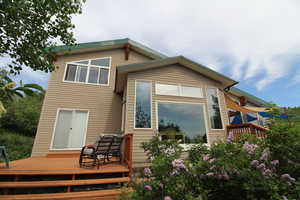 View of front of home with a deck