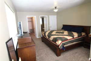 Bedroom featuring an ensuite bath, and a walk-in closet