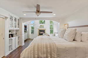 Grand Master Suite with custom built-in storage and sitting room