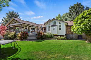 Backyard with expansive covered deck