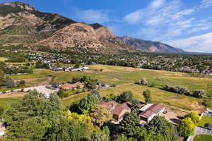 Aerial view with a mountain view