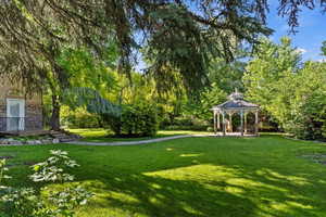 View of yard featuring a gazebo